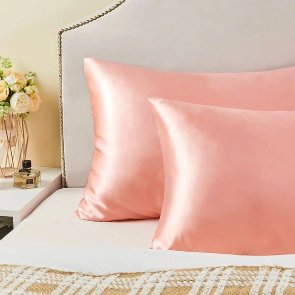 Satin Pillowcase for Hair and Skin,Super Soft and Cooling Cases 2 Pack Coral New - Picture 3 of 6